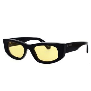 NEW Off-White Black Frame Sunglasses with Yellow Lenses